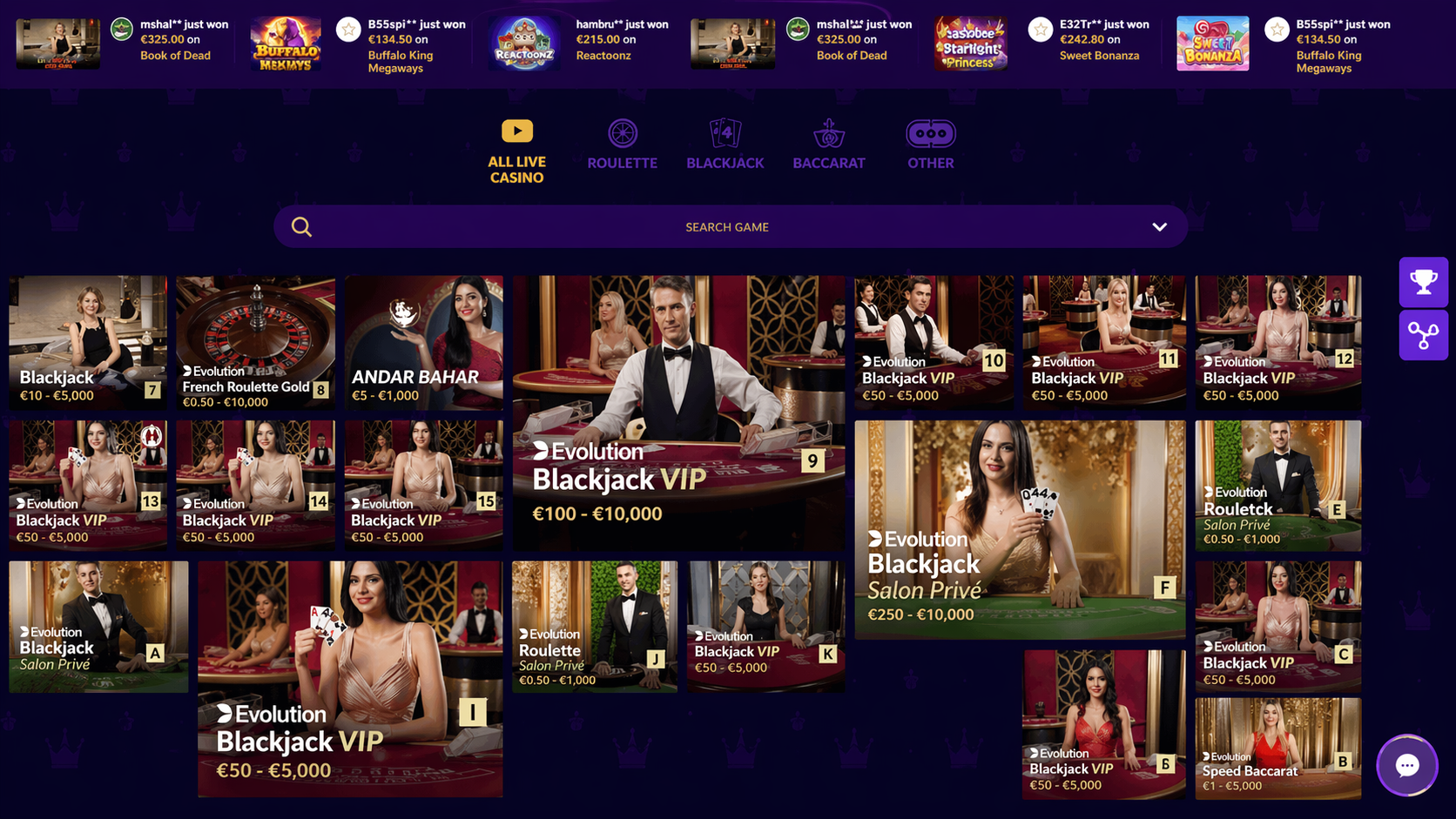 Winzz Casino Live Casino